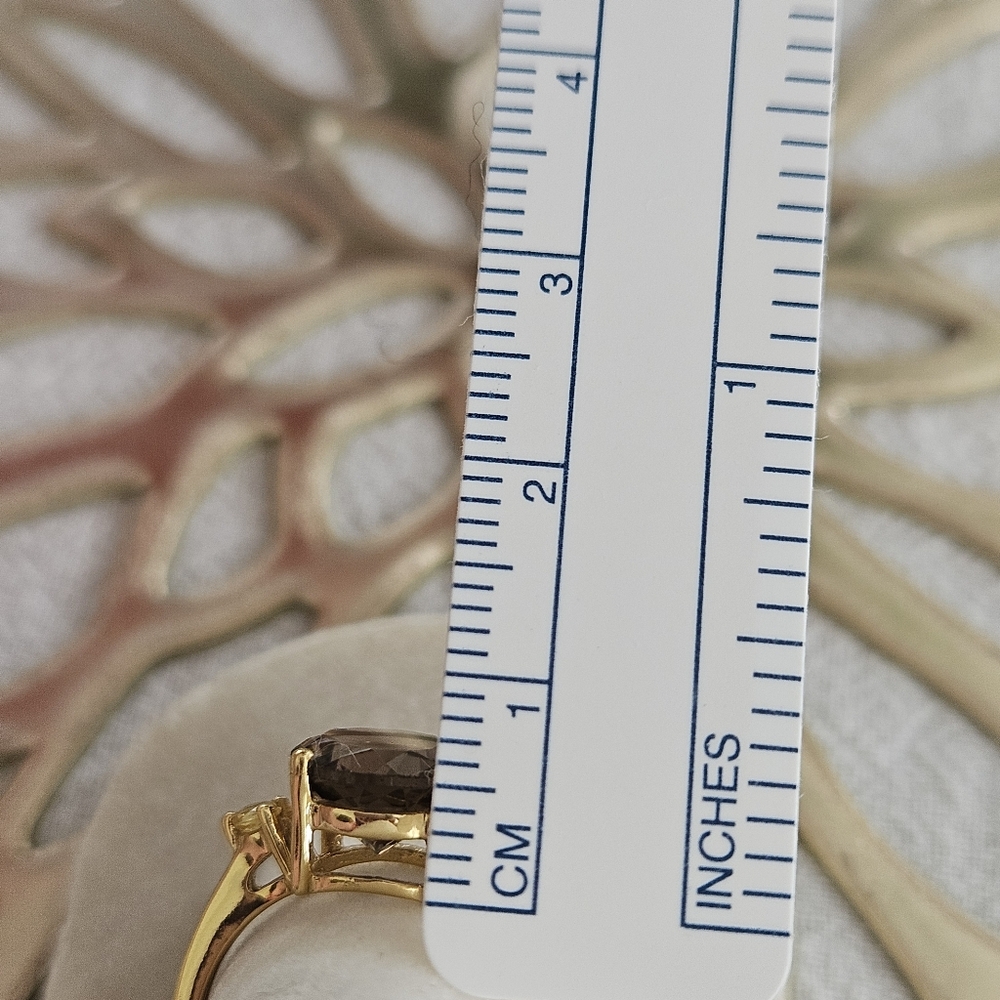 Smoky Quartz With Citrine Accent Gold Over 925 Silver Set - Picture 16 of 16